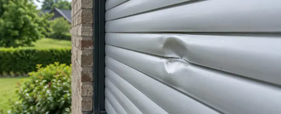Lames de volet roulant en aluminium marquées par un impact